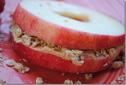 apple peanut butter and granola sandwich