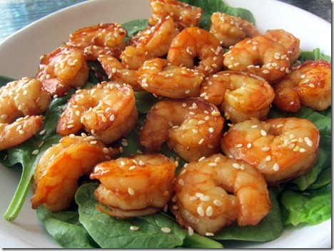 hoisin and sesame seed shrimp