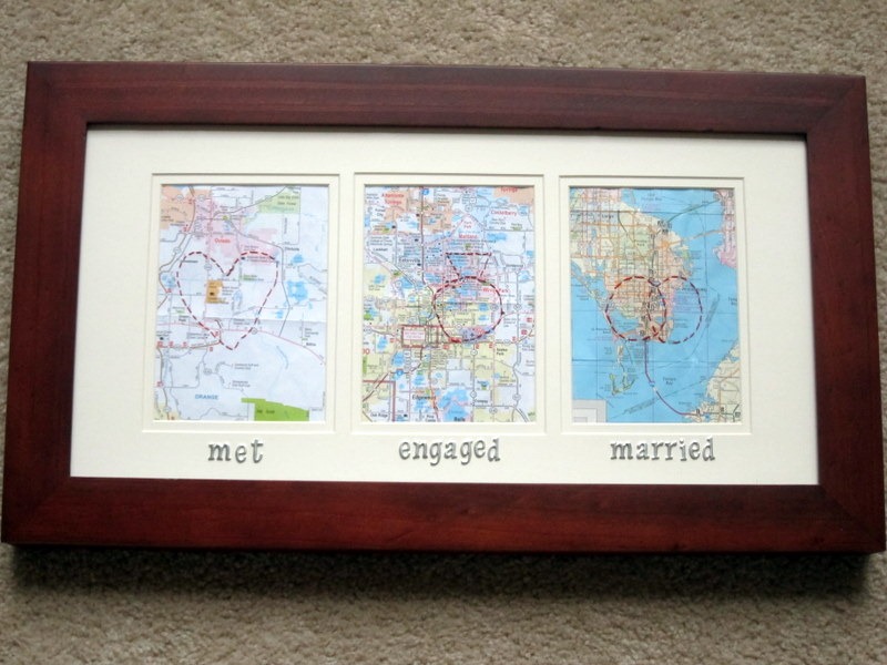 I stuck with the theme and gave Ryan framed images of maps of the places 