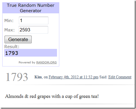 giveaway winner