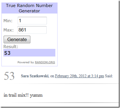 giveaway winner