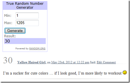 giveaway winner
