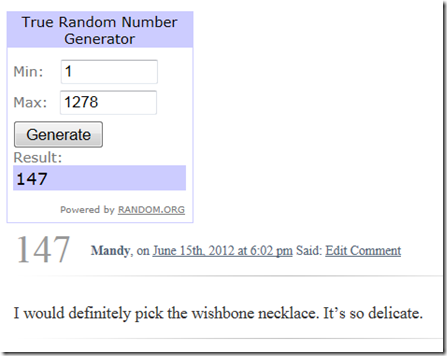 giveaway winner