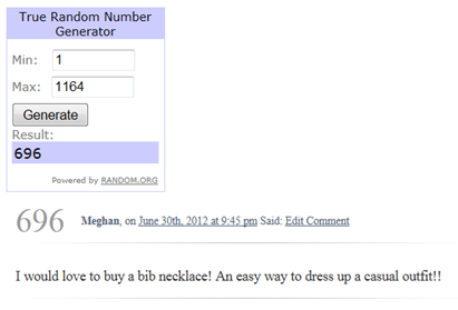 giveaway winner