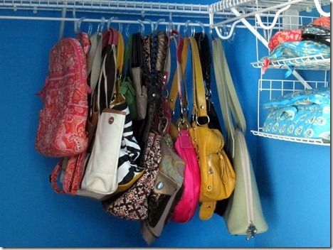 hanging purses with shower curtain holders 008