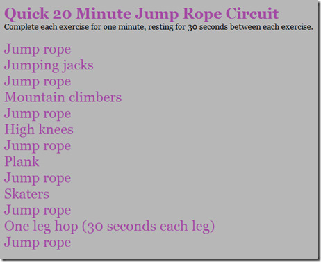 Jump rope circuit