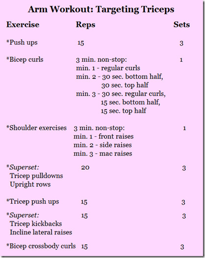 tricep arm workout