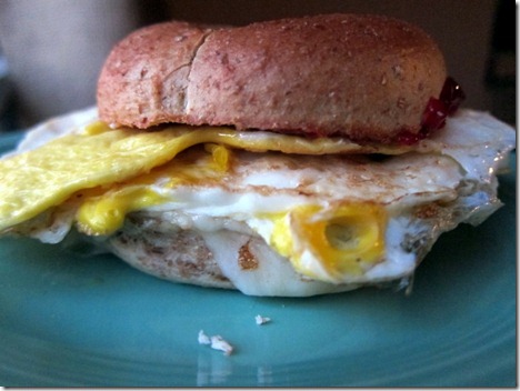 bagel cheese jelly egg
