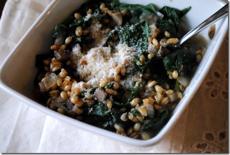 mushroom spinach wheat berry risotto 005