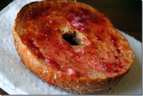 bagel with jelly and butter