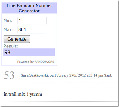 giveaway winner