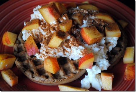 waffles topped with ricotta and cottage cheese 012