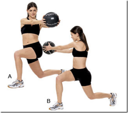 walking lunge medicine ball twist
