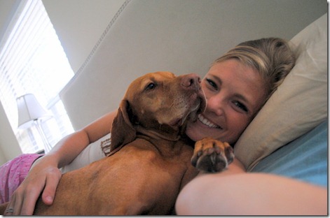 cuddling with dog