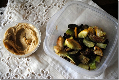 roasted vegetables and hummus