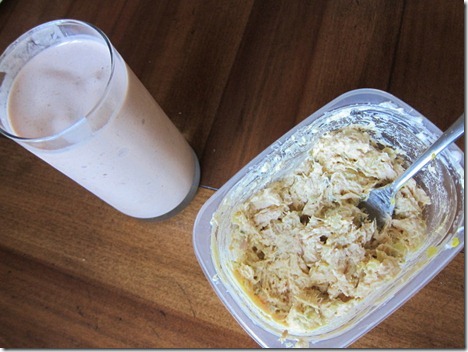 chicken salad and smoothie