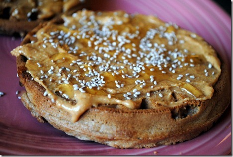 waffles with peanut butter