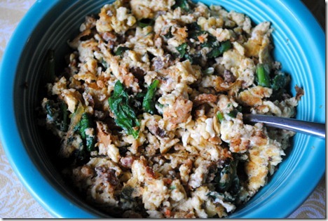 eggs with veggie meatballs spinach