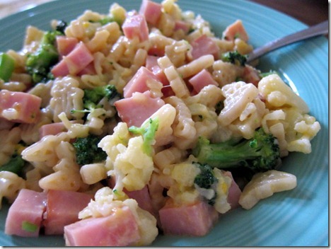 mac and cheese ham broccoli cauliflower