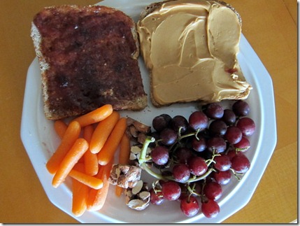 peanut butter and jelly carrots grapes