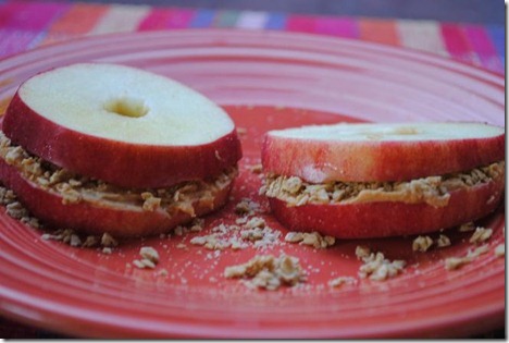 apple peanut butter granola sandwiches