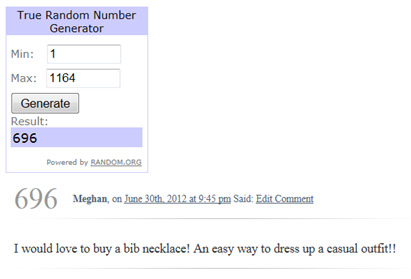 giveaway winner