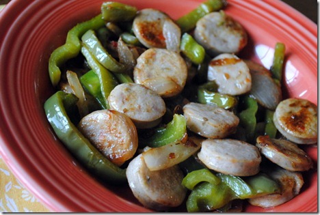 onions peppers sausage