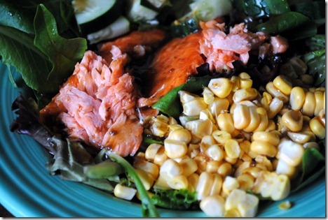 salmon salad with corn
