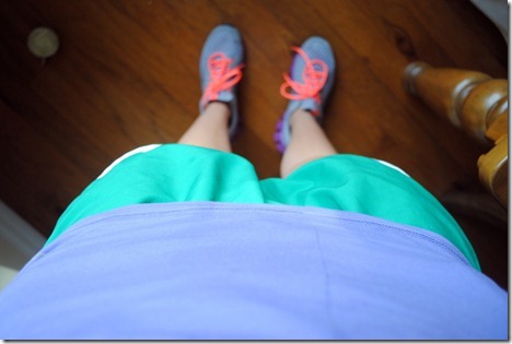 purple and green workout clothes