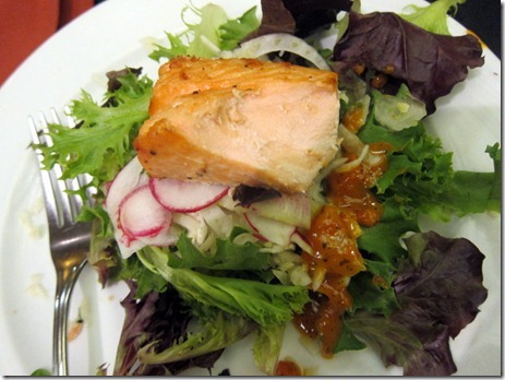 salad topped with salmon