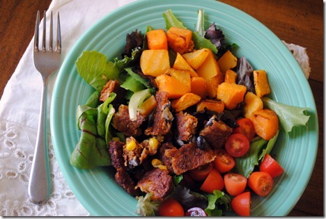 Morning Star Farms Spicy Black Bean Burger Salad