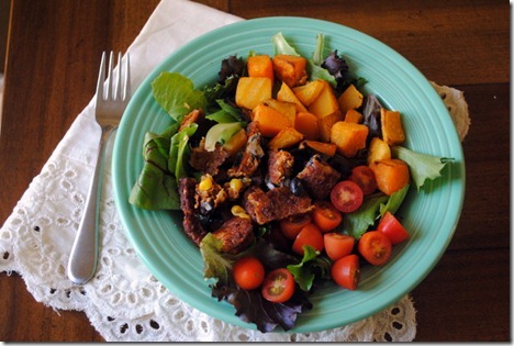 black bean burger salad