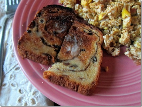 cinnamon raisin toast with butter