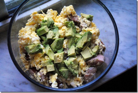 eggs sausage avocado