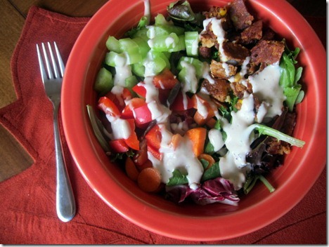 salad with black bean burger