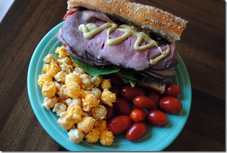 sub and popcorn