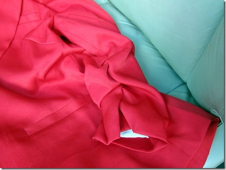 red blazer with ruching