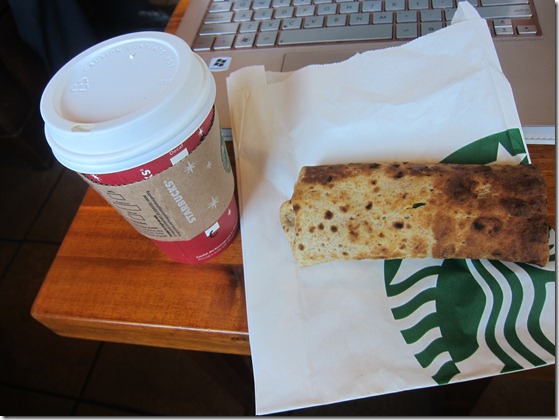 starbucks cappuccino and spinach wrap 105