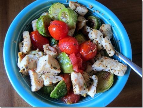 roasted cherry tomatoes brussels sprouts