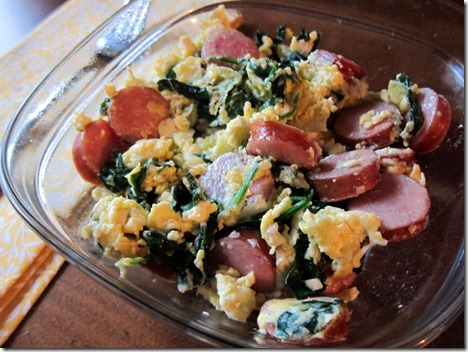 scrambled eggs chicken sausage spinach