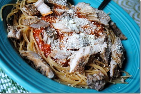 Pasta with pork and marinara
