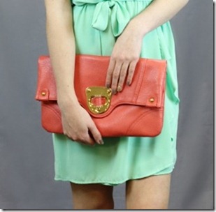 Coral Fold Over Clutch