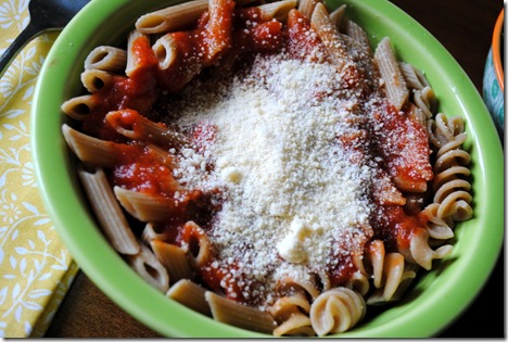 Whole Wheat Pasta with Marinara and Parmesan Whole Wheat Pasta with Marinara and Parmesan