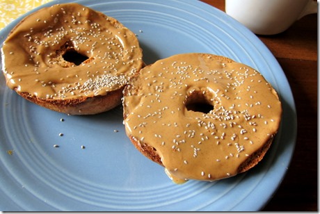 Bagel with peanut butter and chia seeds