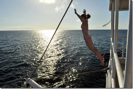 Jumping off boat Galapagos Jumping off boat Galapagos