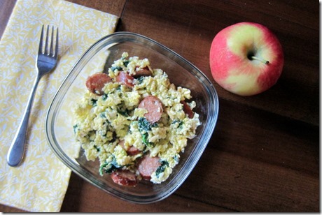 eggs sausage apple
