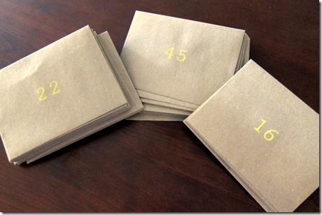 Envelopes Stamped with Numbers