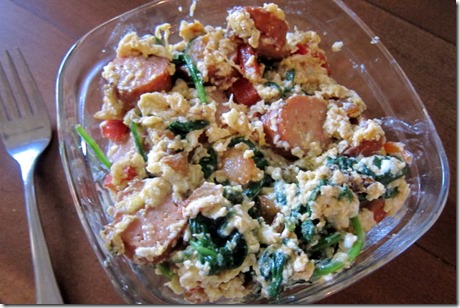 scrambled eggs chicken sausage
