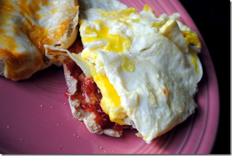 Jelly and Egg Breakfast Sandwich