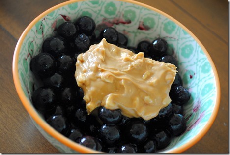 almond butter and blueberries